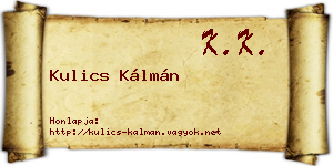 Kulics Kálmán névjegykártya